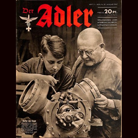 0611	 DER ADLER	 -No.	2	-1942	 vintage German Luftwaffe Magazine Air Force WW2 WWII 