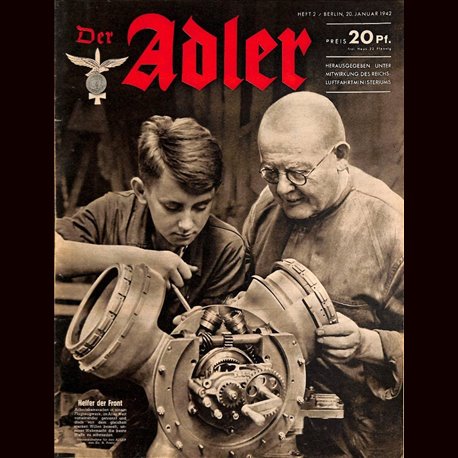 0614	 DER ADLER	 -No.	2	-1942	 vintage German Luftwaffe Magazine Air Force WW2 WWII 