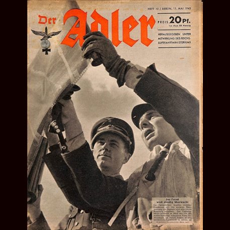 0624	 DER ADLER	 -No.	10	-1943	 vintage German Luftwaffe Magazine Air Force WW2 WWII 