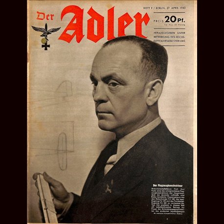 0632	 DER ADLER	 -No.	9	-1943	 vintage German Luftwaffe Magazine Air Force WW2 WWII 