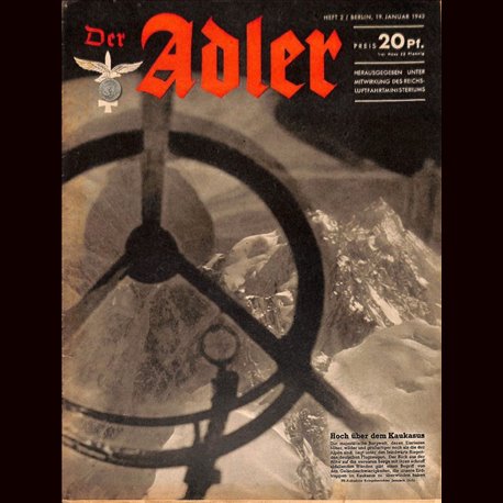 0643	 DER ADLER	 -No.	2	-1943	 vintage German Luftwaffe Magazine Air Force WW2 WWII