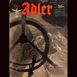 0645	 DER ADLER	 -No.	2	-1943	 vintage German Luftwaffe Magazine Air Force WW2 WWII 