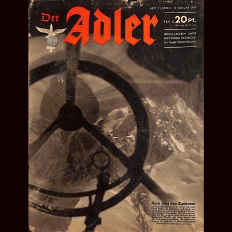 0645	 DER ADLER	 -No.	2	-1943	 vintage German Luftwaffe Magazine Air Force WW2 WWII 