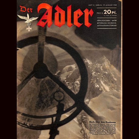 0648	 DER ADLER	 -No.	2	-1943	 vintage German Luftwaffe Magazine Air Force WW2 WWII