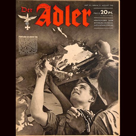 0660	 DER ADLER	 -No.	18	-1943	 vintage German Luftwaffe Magazine Air Force WW2 WWII