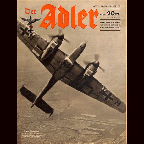 0720	 DER ADLER	 -No.	15	-1943	 vintage German Luftwaffe Magazine Air Force WW2 WWII