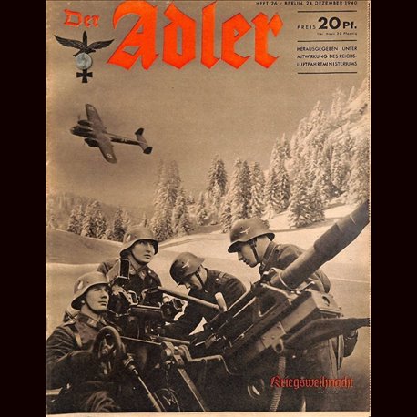 0476	 DER ADLER	 -No.	26	-1940	 vintage German Luftwaffe Magazine Air Force WW2 WWII