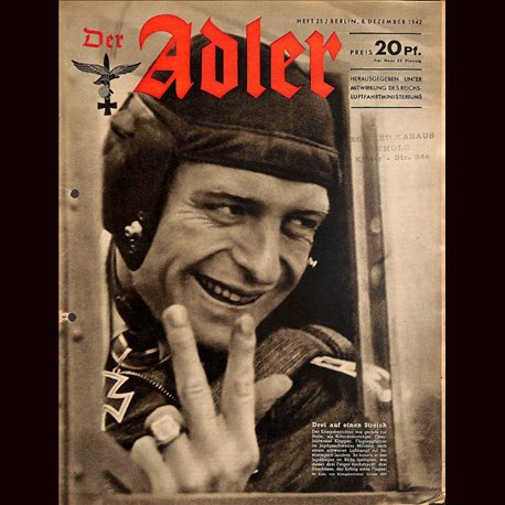 0762	 DER ADLER	 -No.	25	-1942	 vintage German Luftwaffe Magazine Air Force WW2 WWII