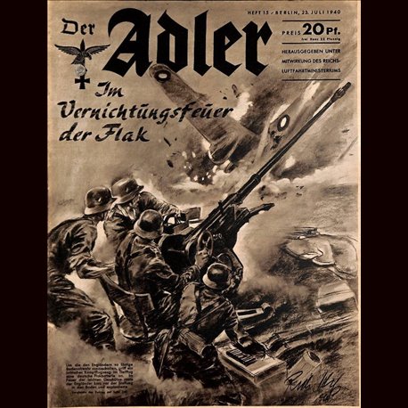 0480	 DER ADLER	 -No.	15	-1940	 vintage German Luftwaffe Magazine Air Force WW2 WWII 