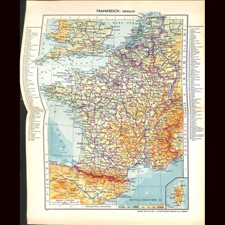 1728	 map/print	-	FRANCE	 printed: 1954,