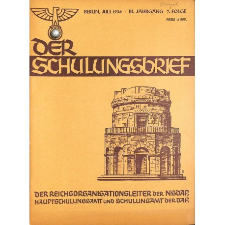 6409	 DER SCHULUNGSBRIEF	 No. 7	-1936	-	3rd year, June	Ein Vorkämpfer des Rassegedankens, Der Reichsgründer